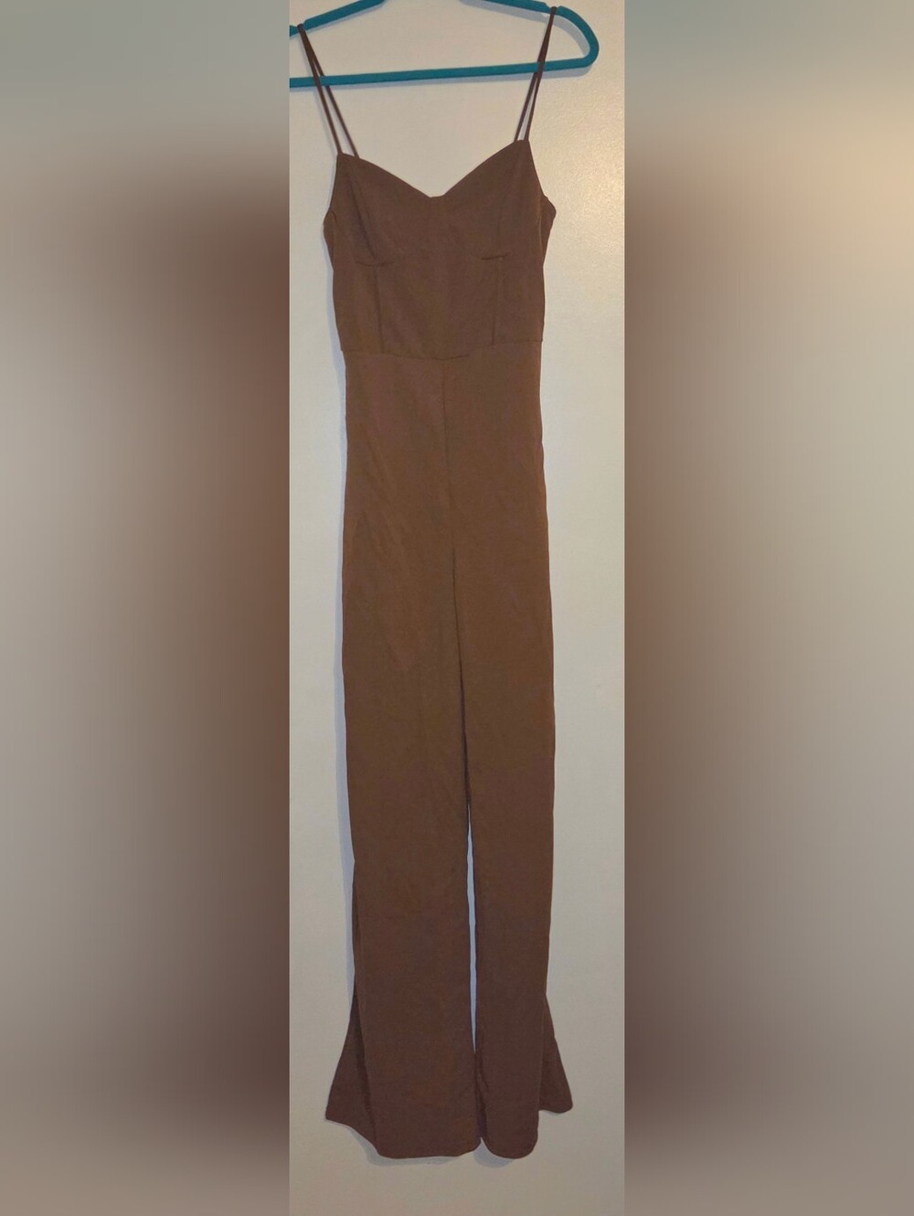Fashion Nova Brown Spaghetti Strap Bustier Jumpsuit